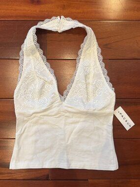 NWT Edikted White Lace Halter Top - Brand New PacSun
